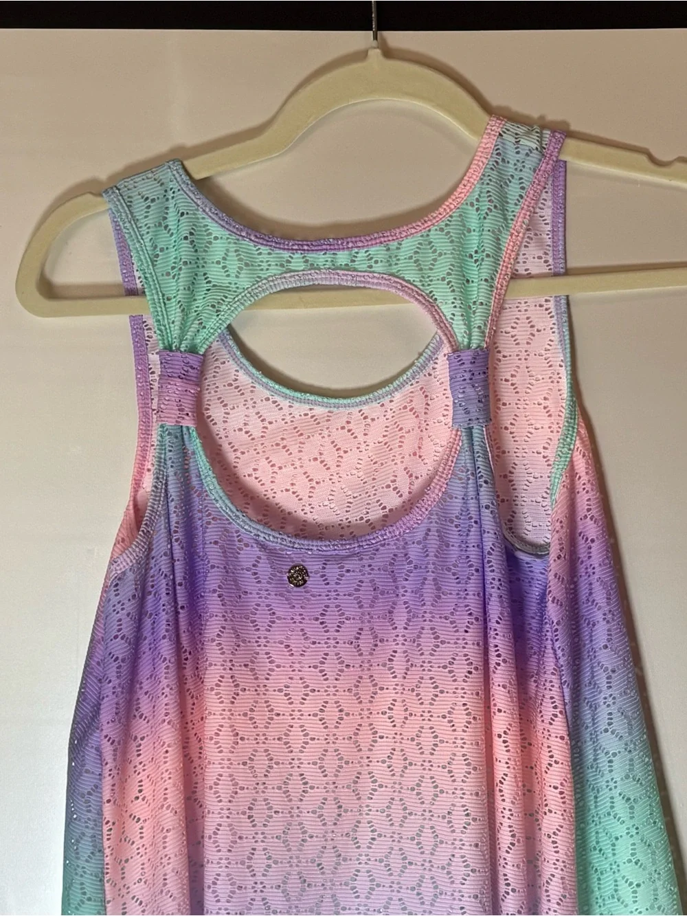 Justice Pastel Ombre Lace-Overlay Tank - Mint Pink Lavender